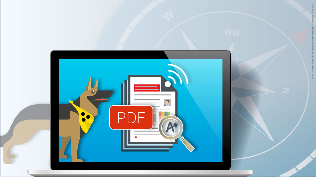 Beratung und Erstellung barrierefreier PDF: EIn Laptop, dass für die vielen Funktionen barrierefreier PDFs steht.