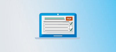 Erstellung von barrierefreien PDF: Icon mit einem ausfüllbaren PDF.