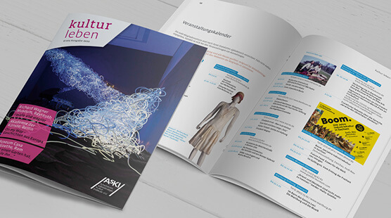Design des Kultur- + Kunstmagazins „kultur leben“