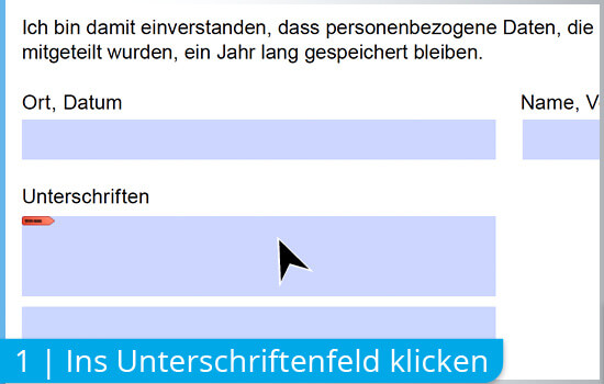Digitale Signatur mit Adobe Acrobat: 1 | Anklicken des Unterschriftenfeldes