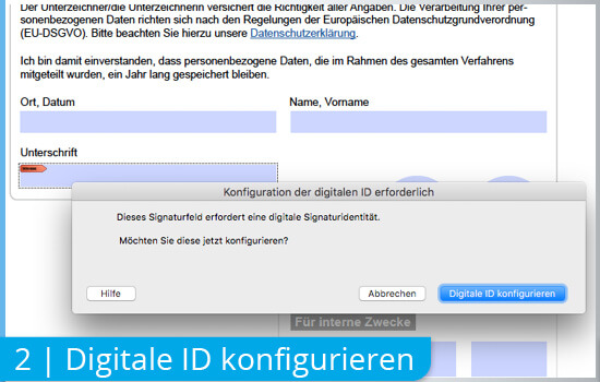 Digitale Signatur mit Adobe Sign: 2 | Start des Prozesses zum Konfigurieren einer Digitalen ID